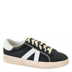NEW HEY GIRL BY CORKYS women's friends zone sneaker in black with white stripe
